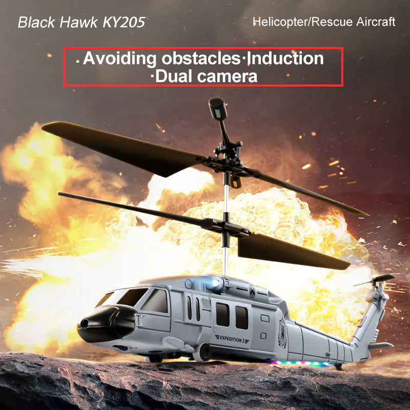 KY205 Black Hawk Helicopter with Dual Cameras and Obstacle Avoidance